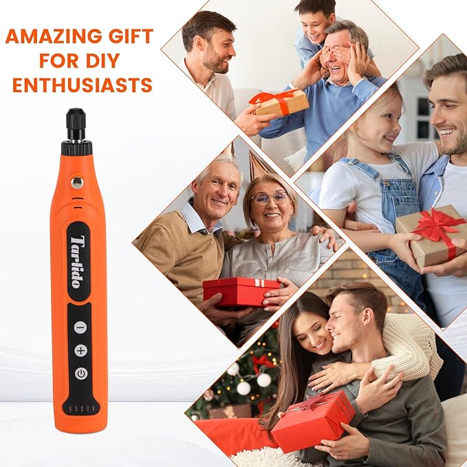 Cordless Rotary Tool, 5-Speed Rotary Tool Kit, Continuous Use While Charging, Permanent Speed Memory, 2.0Ah Capacity, 18000RPM, 31 Accessories for Craft and DIY, Orange
