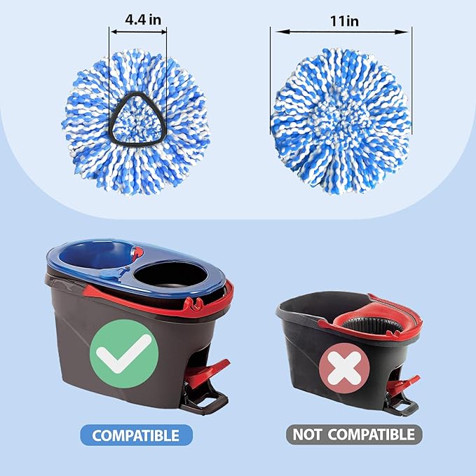 Spin Mop Replacement Heads, Microfiber Mop Refills, Easy to Replace (6 Heads)