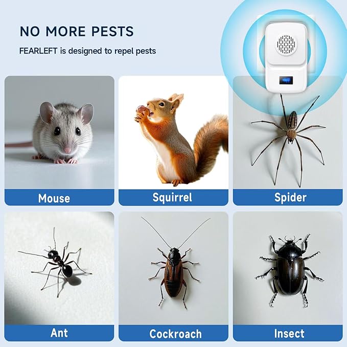 Upgraded Ultrasonic Pest Repellen (6 Packs), Indoor Insect Repeller, Pest Control, Repellent Roach, Mouse, Bugs, Mosquito, Mice, Spider, Ant, Rodent Repellent Ultrasonic Plug in