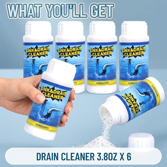 Drain Cleaner Shower Sink Cleaner New - Powerful Pipeline Dredging Agent, Kitchen Unblocker, Sink and Drain Cleaner for Kitchen Toilet（6PCS）
