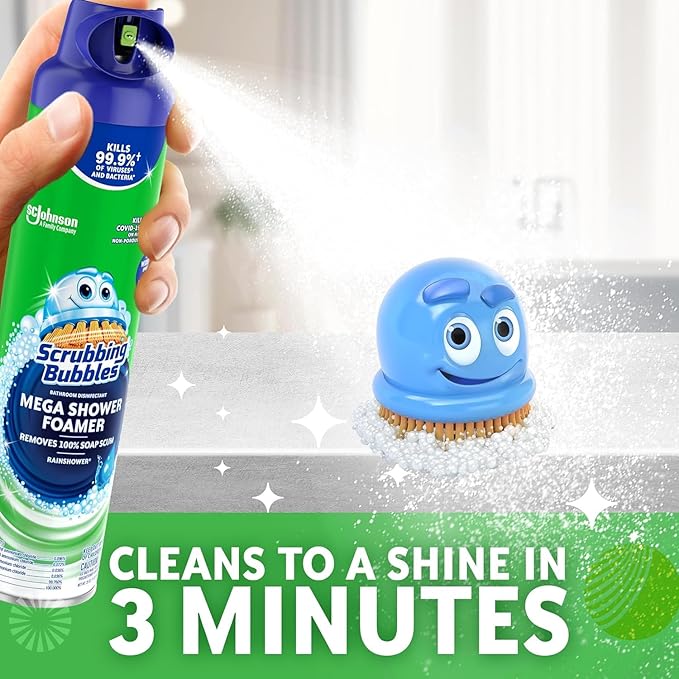 Scrubbing Bubbles Mega Bathroom and Shower Foamer Aerosol, Rainshower Scent, 20oz