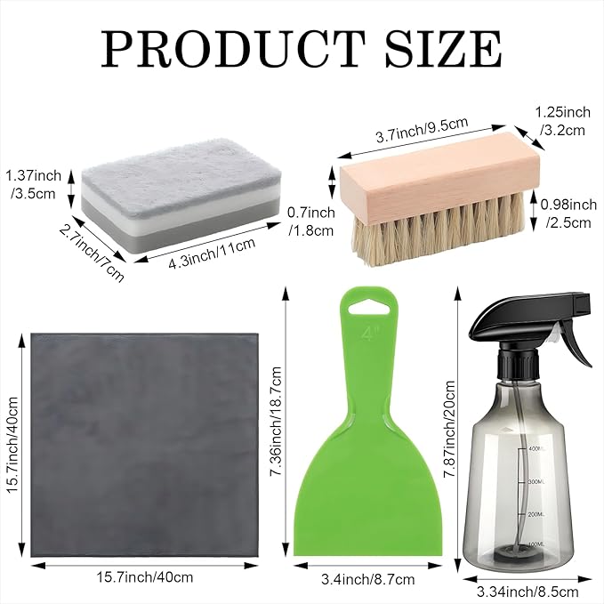7 Pcs Headstone Cleaner Kit for Grave Cleaning Gravestone Cleaner Grave Granite Includes Microfiber Cloth Spray Bottle Bristle Brush Headstone Sponge Disposable Gloves Plastic Scraper