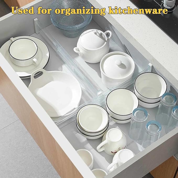4 Pcs Drawer Dividers for Clothes, 3.15" High 11.34"-19.69" Adjustable Expandable Dresser Drawer Organizer, Clear Plastic Separators for Dresser, Baby Clothing (4, clear)