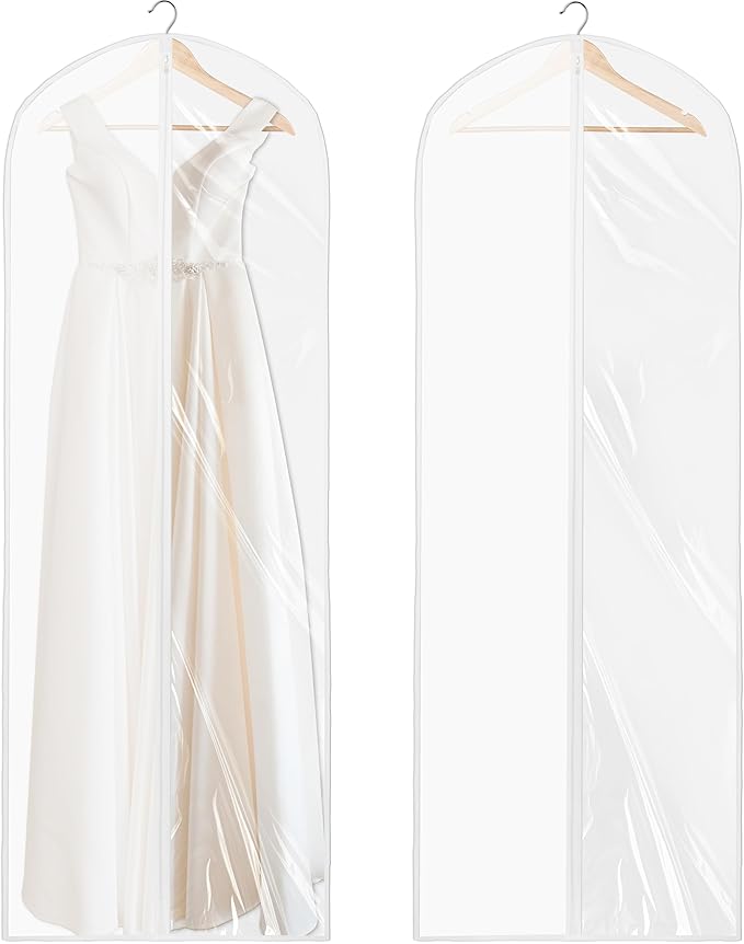 Simple Houseware 65-inch Clear Garment Bags with Zipper for Gowns, Suits, Dresses, Costumes, Uniforms, 2 Pack