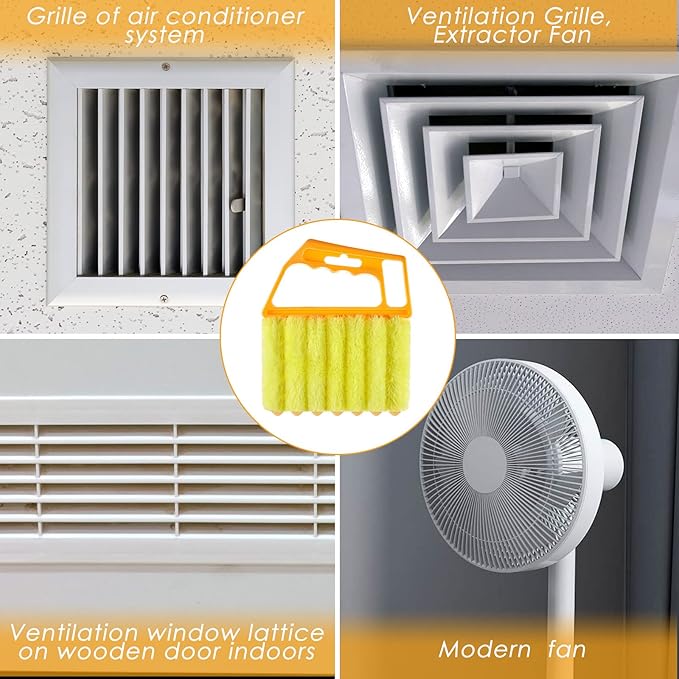 Geiserailie 1 Pcs Window Venetian Blind Cleaner Duster Tool Washable 7 Fingers Dusting Cleaner and Air Vent Shutter Brush Blinds Air Conditioner Fan Duster Dirt Housekeeping Tool (Orange)
