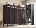 Heavy Duty Portable Closet with Cover Foldable Covered Clothes Rack for Hanging Clothes Armoire Wardrobe Closet System Freestanding Coat Storage Garment Racks (190cm/75in(Coffee))