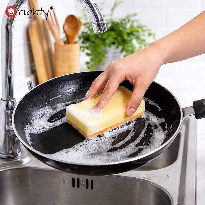 Orighty Dish Sponges, Dual-Sided Temperature-Responsive Kitchen Sponges, Non-Scratch Cleaning Sponge, Dish Scrubber, Scrub Sponge for Kitchen, Bathroom & Household, 6 Pack