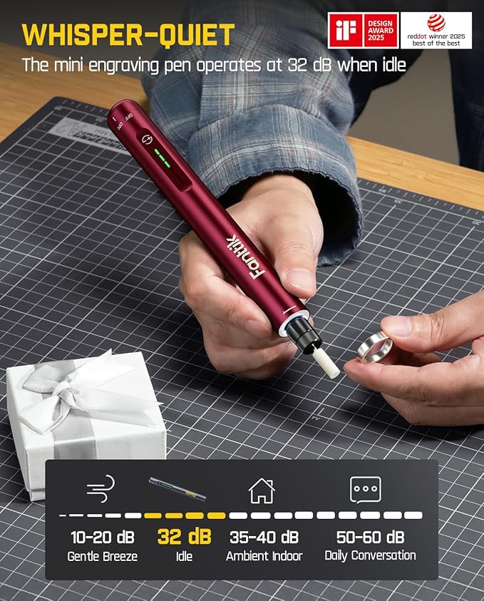 Fanttik F2 Master Mini Cordless Rotary Tool Kit, NeoPulse Motor, 5 Speed, 25000 RPM, Revostor Hub, 35 Accessories, Engraving Pen, for 3D Printer Sanding, Polishing, Drilling, Carving, DIY Crafts - Red