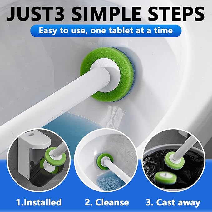 Disposable Toilet Brush,Toilet Bowl Brush and Holder Set with 24 Wand Refills, Wall Mounted Cleaning Brush for Bathroom Toilet (Toilet Brush Set,1)