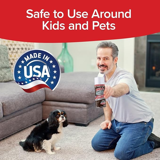 Horsepower Bull Shot MAX Strength Carpet Spot & Stain Remover, AS-SEEN-ON-TV, Made In US, Just Point & Spray, Stain-Lifting Foam Action, Pet Stains & Odors, Coffee, Wine, New & Old Stains & More