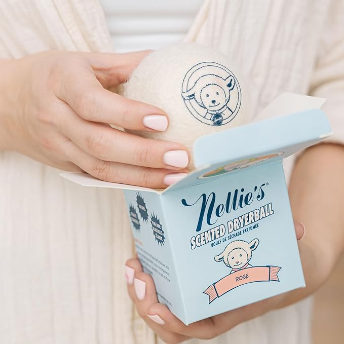 Nellie's Scented Wool Dryerball - Rose Scented - Made with 100% Pure New Zealand Wool and Lasts Approximately 50 Drying Loads - Silent in Your Dryer!