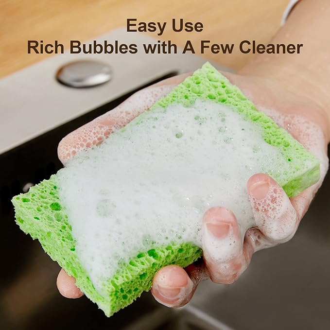 JOYMOOP Dish Sponge Scrubber, Cellulose Sponges Kitchen for Non-Scratch Washing Dishes, Household Cleaning Scrub Natural Sponge, Pack of 24 Colorful Sponges