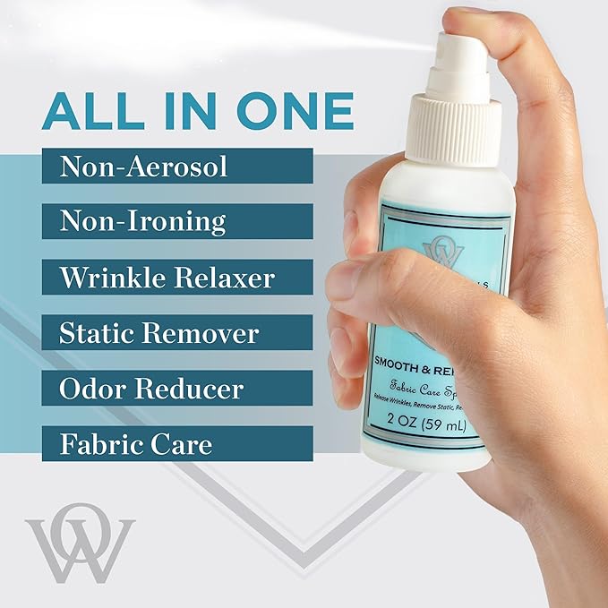 Oxford & Wells Fabric Wrinkle Remover & Static Reducer for Clothes, Wrinkle Spray for Clothing, Clothes Freshener, Non-Ironing Static Remover - Wrinkle Release Spray – Non-Aerosol 2 oz (Pack of 3)
