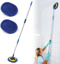 Wall Cleaner, Max 66'' Wall Mop with Long Handle, Ceiling Dust Mop with 15° Labor-Saving Elbow Extension Pole, Baseboard Duster Washer Scrubber, High Reach Window Cleaning Brush, Roof Cleaning Tool-BU