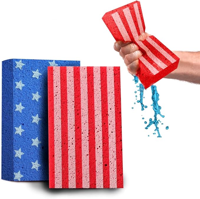 Multi-Purpose Sponges for Cleaning - USA 2 Pack, Large Sponges for Car Washing, Tile & Grout, All Purpose Cleaning