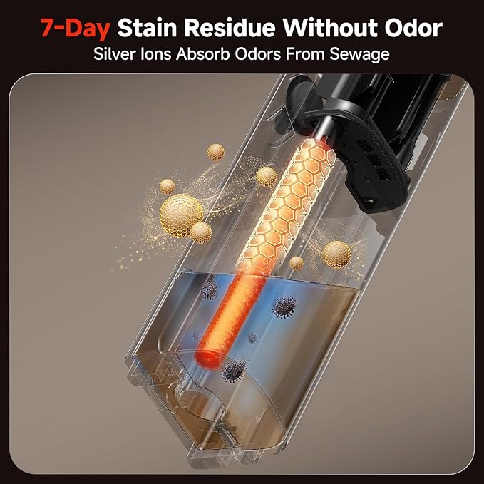 uwant Wet Dry Vacuum Cleaner 180°Lay-Flat Push-in Vacuum Mop All in One with 18000Pa Suction Auto Self-Cleaning Anti Odor Stick Dual-Edge Vacuum Cleaner Set of 1 for Hard Floor/Carpet D100