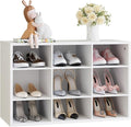 Garden 4 you Shoe Storage Bench, Cubby Shoe Rack with 9 Cubbies, 3-Tier Wood Shoe Rack Organizer, Shoe Organizer Cabinet for Entryway, Hallway, Closet and Garage, White