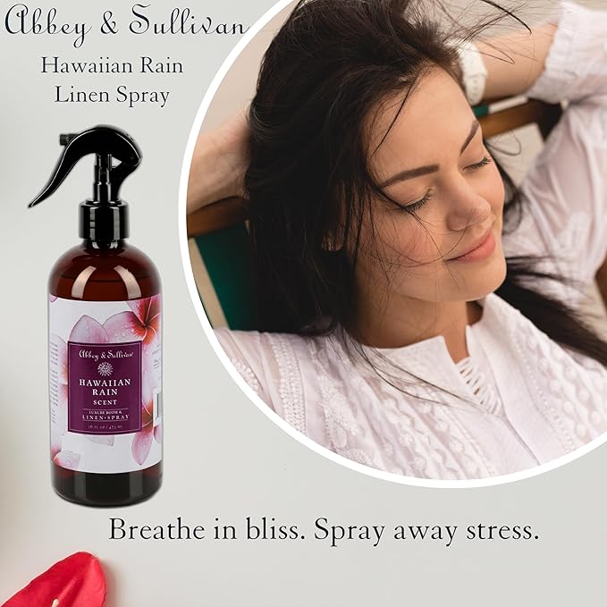 Abbey & Sullivan Linen Spray, Hawaiian Rain, Fabric Freshener and Fragrance Room Spray, Pack of 2, 16 oz