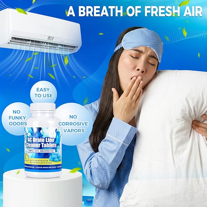 Loopeer 200 Ac Drain Line Tablets Cleaner, Fast Acting Prevents Overflow HVAC Drain Pan Clean for HVAC, Window Units, Mini-splits, Dehumidifiers and Refrigerators System Maintenance