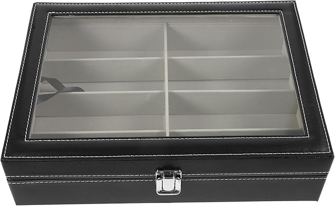 8-Slot Sunglasses Organizer Storage Box with Soft Gray Interior, Hard Eyeglass Display Case for Home and Travel Eyewear Storage