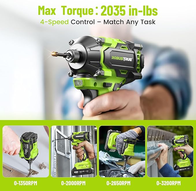 21V Cordless Drill & Impact Driver Combo Kit, 3/8" Drill & 1/4" Impact Driver, 2×2000mAh Batteries, Fast Charger, 16-Piece Bit Set for DIY Projects, Furniture Assembly & Home Repairs
