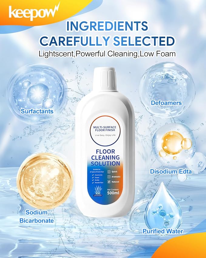 KEEPOW 2 Pack Floor Cleaning Solution for Tineco, Lavender Scent, Deep Cleans Multiple Hard Floors for iFLOOR Series, FLOOR ONE S3 / S5 / S6 / S7 / S9 Artist Series Wet Dry Vacuum (33.8 OZ)
