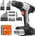 Litheli 20V Cordless Drill Set, 1/2-Inch Keyless Chuck, 443 In-lbs Torque, 2.0Ah Battery with Power Bank Function & Type-C Charging, 64-Piece Home Tool Kit with Bag for DIY & Home Repairs