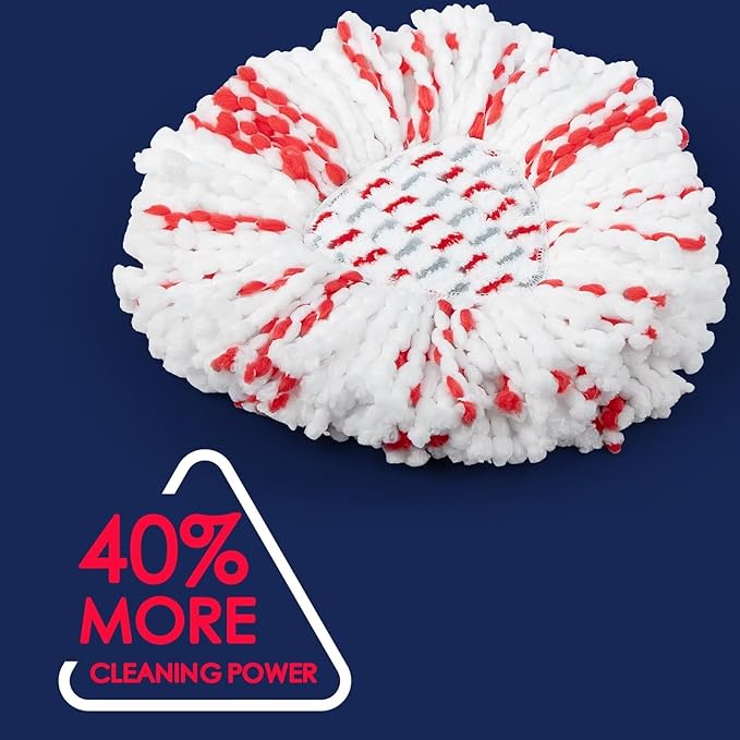 Spin Mop Replacement Heads Compatible with O-Cedar EasyWring 1-Tank System - Microfiber Mop Head Refills for Deep Floor Cleaning, Scrub Pad for Tile Hardwood Kitchen, 2 Pack