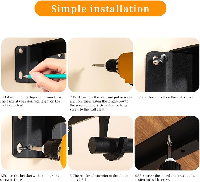 Closet Rod Support Bracket WYGWP Heavy Duty Closet Shelf Brackets Supports 200lbs,Sturdy Closet Shelves Wall Mounted for DIY Home and Closet Decor Black 2pack