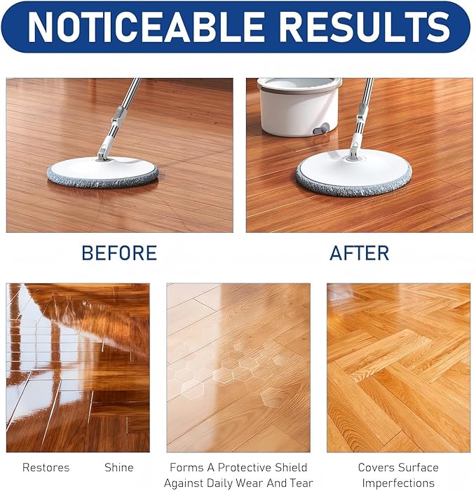 Timeno 2Pcs Floor Restore Polish, Floor Restore Cleaner Spray, Quick-Dry Protective Treatment for Hardwood Laminate Vinyl Bamboo Floors, 5 fl oz (150 ml)
