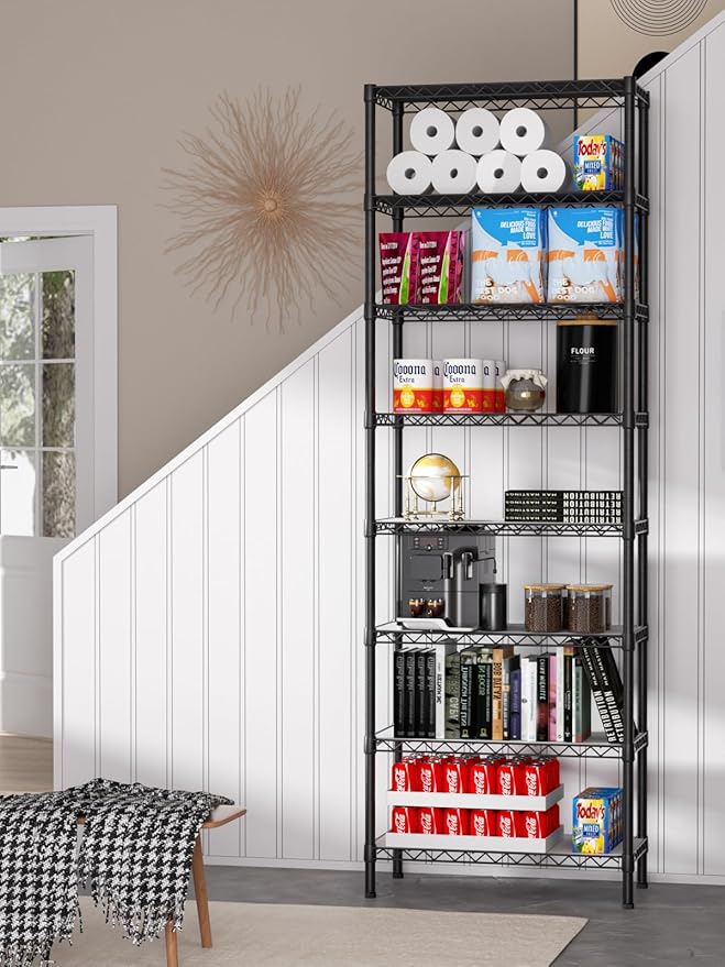 Golpart 8 Tier Adjustable Storage Shelves Heavy Duty Metal Shelf Wire Shelving Unit Organizer Rack for Home Kitchen Office Pantry Room Bathroom Shelving Organizers and Storage Laundry