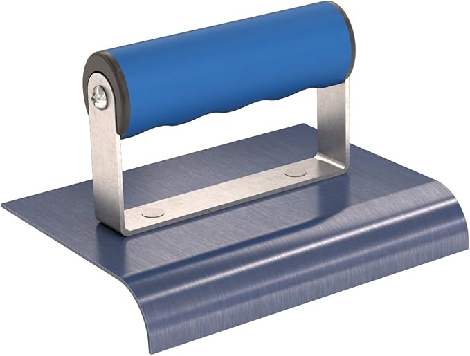 Bon Blue Steel Edger 6 in. x 4 in. Concrete Finishing Tool 3/4 in. Radius 7/8 in. Lip Comfort Grip Handle Flexible Blade