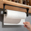 Black Paper Towel Holder Under Cabinet, Adhesive Paper Towel Holder Wall Mount Toilet Roll Holders Rack for Kitchen Bathroom Garage Counter, Anti-Drop Upgraded Telescopic Rod Design Roll