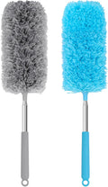 Mini Microfiber Duster for Cleaning, Hand Duster with Extension Pole, Washable Small Duster for Car Interior, Office, Furniture