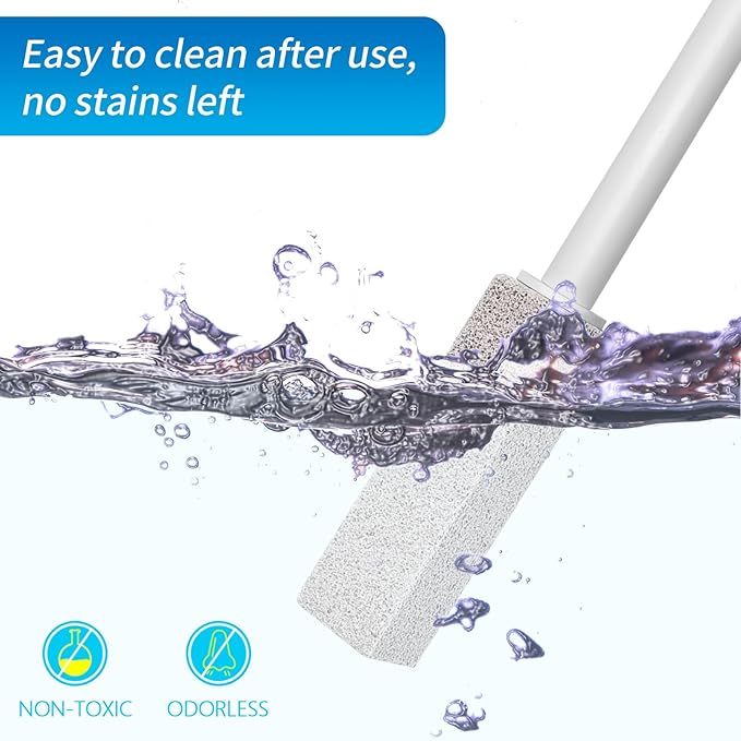 4TH Pumice Stone Toilet Bowl Cleaning – Pumice Sticks with Long Handle, Ideal for Removing Hard Water Rings and Stains, Eco-Friendly and Scratch-Resistant-3Pack