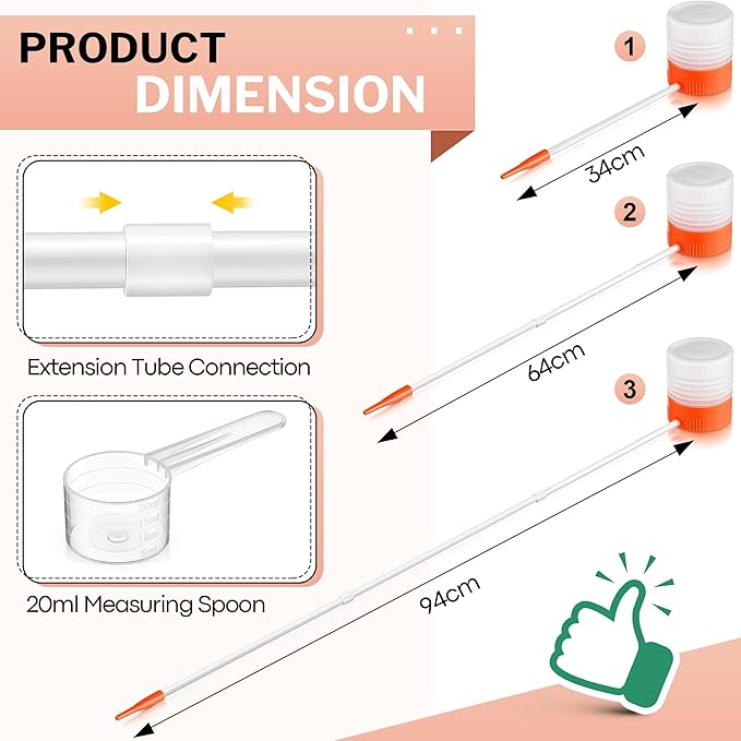 Diatomaceous Earth Powder Duster with Adjustable 12'' to 36'' Extension Nozzle, Precise Spray Powder Applicator for Pest Control, Lawn and Home Maintenance, Indoor & Outdoor Use (Orange)