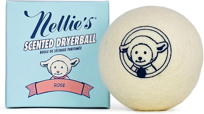 Nellie's Scented Wool Dryerball - Rose Scented - Made with 100% Pure New Zealand Wool and Lasts Approximately 50 Drying Loads - Silent in Your Dryer!