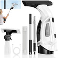 Window Vacuum Squeegee with Extendable Pole 31-40", 2000Pa Electric Window Cleaning Tool with 2200mAh and 150ml Dirty Water Tank, Long Handle Squeegee for Shower Glass, Window Cleaning (White)