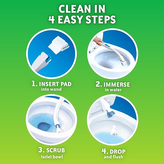 Scrubbing Bubbles Flushable Toilet Bowl Wand Cleaner Refills, Fresh Brush Cleaner Toilet Refill Pads, Removes Limescale & Odors, Citrus Scent, 20 Count (Pack of 2)