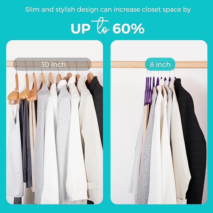HOUSE DAY Premium Velvet Hangers 50 Pack, Non-Slip Flocked Felt Hangers, Sturdy Clothes Hanger with 360° Rotatable Hook, Heavy Duty Durable Slim Coat Hanger for Closet Space Saving (Noble-Purple)