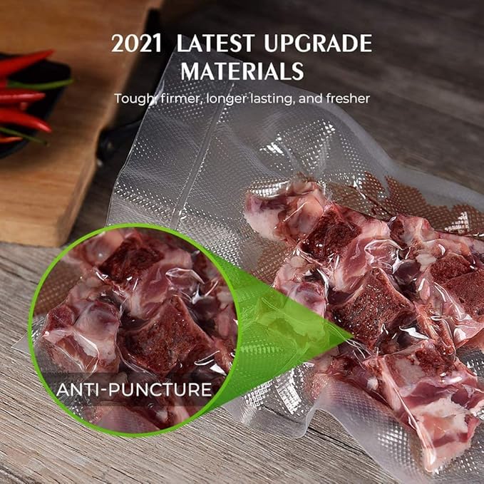 Vacuum Sealer Bags For Food - 100 Quart 8" x 12" - Commercial Grade BPA Free Bag - Durable Customized Size Food Vac Bags for Storage and Sous Vide Cooking - Puncture Prevention