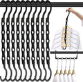 DUCOO Space Saving Hangers 10 Pack, Heavy Duty Magic Cascading Hanger Organizer with 5 Enclosed Anti-Slip Holes, Closet Organizers and Storage for Clothes, College Dorm Room Essentials, Black