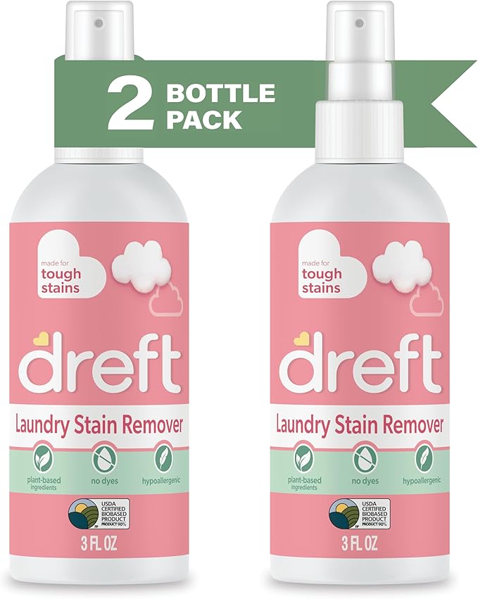 Dreft Stain Remover for Baby Clothes and Hypoallergenic Baby Stain Remover Spray, Travel Size Stain Treater, 3 Fl Oz ( Pack of 2)