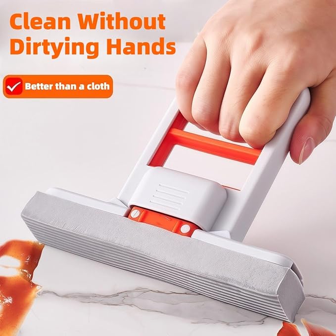 Cloth Changing Mini Mop with a Mini Foldable Desktop Mop, Flat Dust Mop for Dry Wet Disposable Pads，Kitchen Cabinet Counter Wall Spills and Oily Stains Cleaning (Lazy Mops Set)