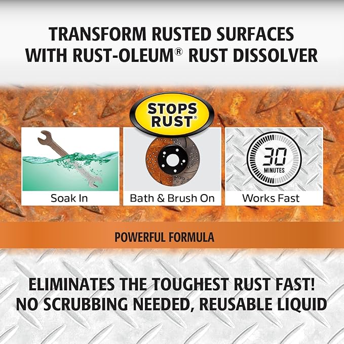 Rust-Oleum Rust Dissolver Soak & Bath | Heavy-Duty Corrosion Remover for Metal Tools, Cars, Bikes, Grills, Bolts, Firearms & More | Gallon