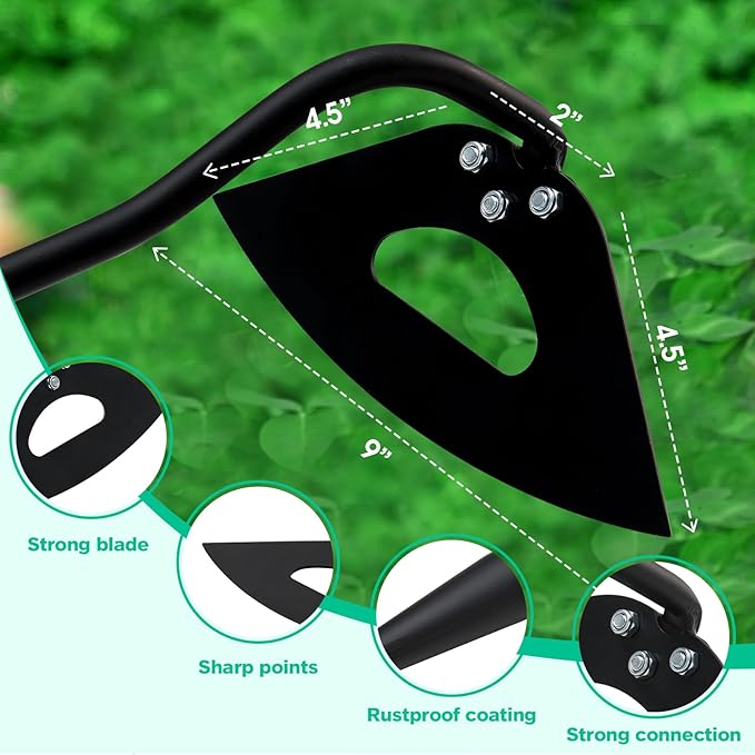 Hardened Hollow Hoe with Long Handle - 85 Inch -Heavy Duty Garden Hoes for Weeding Loosening Soil Digging Planting Ridging, Handy Hoe Garden Tool