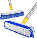 ITTAR 55" Extendable Floor Scrub Brush, 12" Wide Heavy-Duty 2-in-1 Scrub & Squeegee Deck Brush for Tile Grout Shower Floor, Kitchen, Restaurant, Patio & Garage Cleaning
