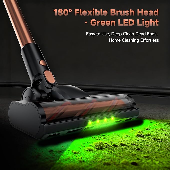 Shieal Cordless Stick Vacuum Cleaner - 45KPA Powerful Suction Vacuum with 45 Min Runtime, Detachable Battery, Anti-Tangle & 1.5L Dust Cup, 8 in 1 Vacuum Cleaner for Pet Hair, Carpet, HardFloor, Pink