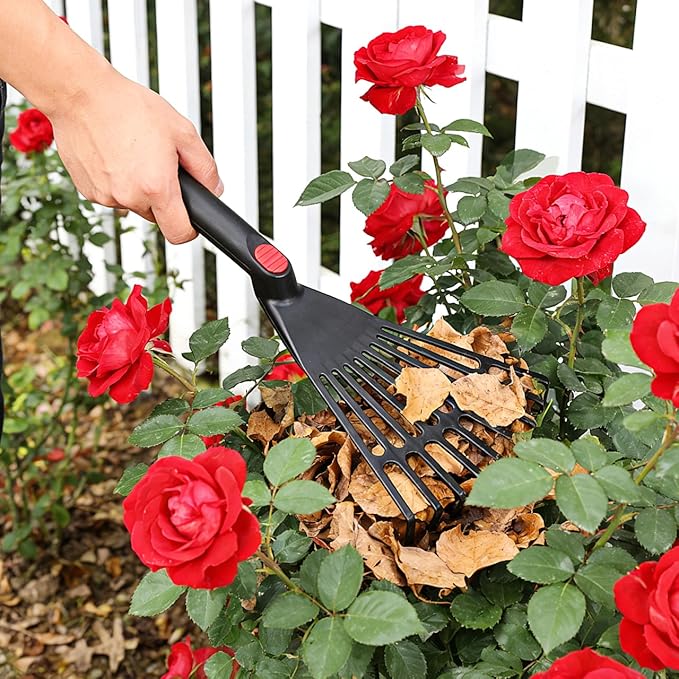 BESPORTBLE 2-Pack Small Hand Rakes - Lightweight Plastic Garden Rakes for Raised Garden Bed, Leaves, Lawns & Tight Spaces, Easy-Grip Ergonomic Handle (No Rust/Bend)