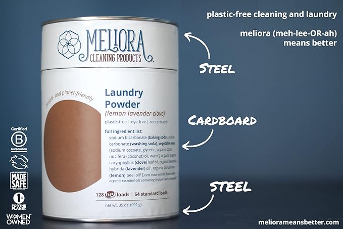 Meliora Cleaning Products Laundry Powder Detergent (128 HE Loads), Lemon-Lavender-Clove